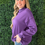 Oversize Drop Shoulder Reversible Mock Neck Sweatshirt - The 308 Boutique