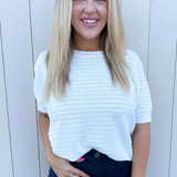 Pointelle Striped Sweater Tee