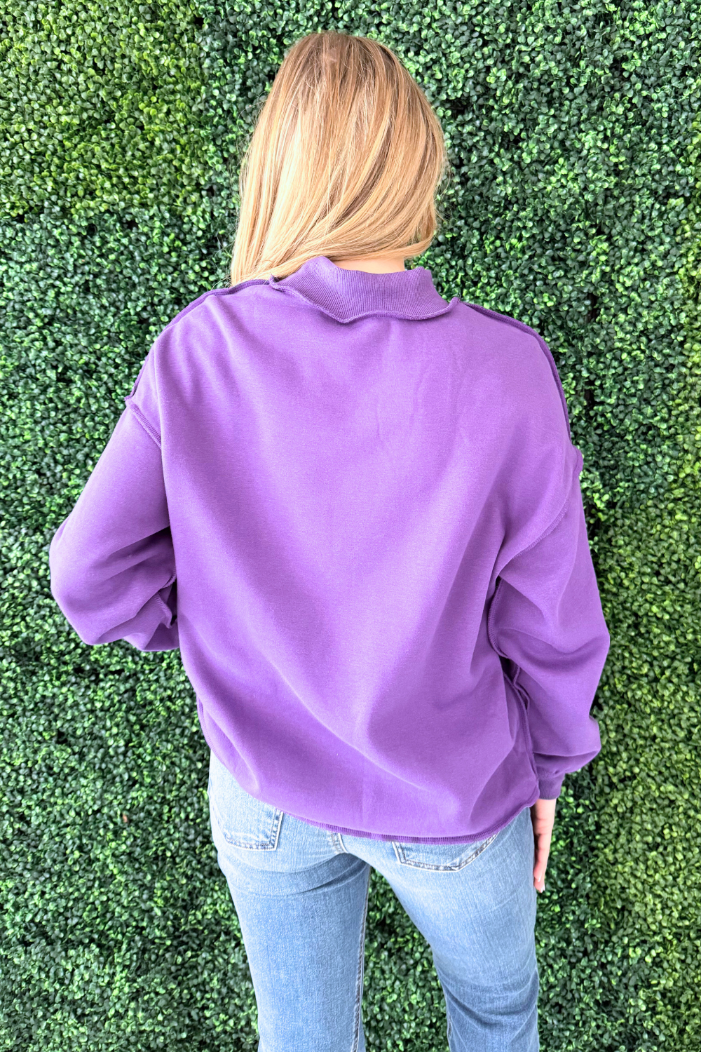 Oversize Drop Shoulder Reversible Mock Neck Sweatshirt - The 308 Boutique