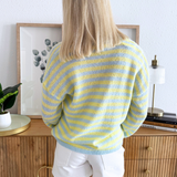 Long Sleeve Rolled Hemline Half Button Sweater
