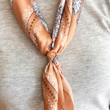 Paisley Medallion Print Satin Square Scarf