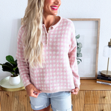 Long Sleeve Rolled Hemline Half Button Sweater
