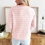 Long Sleeve Rolled Hemline Half Button Sweater