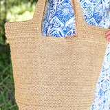 Round Bottom Woven Straw Tote Bag