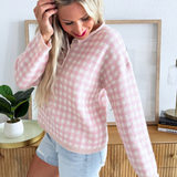Long Sleeve Rolled Hemline Half Button Sweater