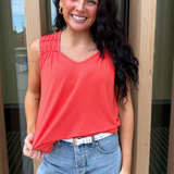 Sleeveless Shirred Detail Knit Top 25" hps