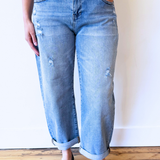 Slouchy Ankle Length Barrel Jeans with Cuffs