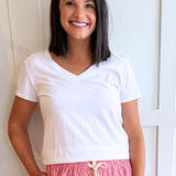 Cotton Jersey V Neck T-Shirt