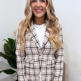 Single Breast Plaid Blazer