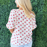 Short Sleeve Polka Dot Blouse