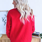 Red Gingham Nebraska Applique Grey Mockneck