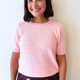 Pointelle Striped Sweater Tee