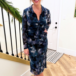Floral Mesh Ruch Midi Shirt Dress - The 308 Boutique