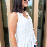 Sleeveless Woven Top w/ Ruffles