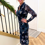 Floral Mesh Ruch Midi Shirt Dress - The 308 Boutique