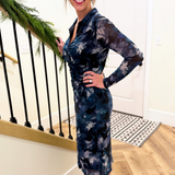 Floral Mesh Ruch Midi Shirt Dress - The 308 Boutique