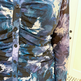 Floral Mesh Ruch Midi Shirt Dress - The 308 Boutique
