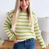 Striped Pointelle Knit Sweater
