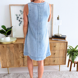 V-Neck Sleeveless Denim Dress