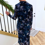 Floral Mesh Ruch Midi Shirt Dress - The 308 Boutique