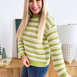 Striped Pointelle Knit Sweater