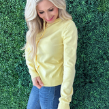 Button Front Crew Neck Long Sleeve