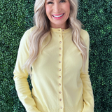 Button Front Crew Neck Long Sleeve