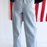 Double Stripe Wide Leg Drawstring Denim Pants