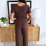 Short Sleeve V-Neck Jumpsuit