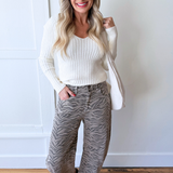 Zebra Print Barrel Jeans