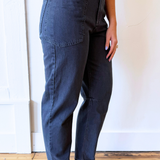 High Rise Barrel Utility Jeans