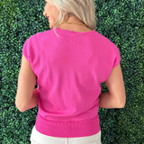 Relaxed Fit Short Sleeve V Neck Top