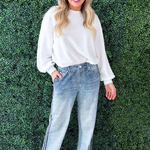 Faux Denim Track Pants - The 308 Boutique