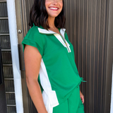 Drop Shoulder Front Zip Casual Top