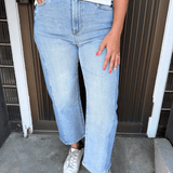 Luna High Rise Crop Bowed Denim