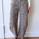 Zebra Print Barrel Jeans