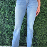 Kelly High Rise Kick Flare Side Inset Raw Hem