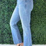 Kelly High Rise Kick Flare Side Inset Raw Hem
