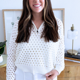 Open Knit Half Zip Pull Over