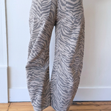Zebra Print Barrel Jeans