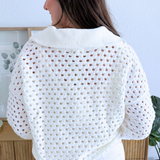 Open Knit Half Zip Pull Over