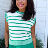 Drop Shoulder Striped Sweater Top