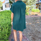 Drop Shoulder Button Up Woven Shirt Dress