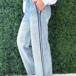 Faux Denim Track Pants - The 308 Boutique