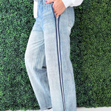 Faux Denim Track Pants - The 308 Boutique