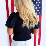 3D Floral Short Sleeve Knit Top