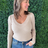 Plunging V Neck Sweater Top