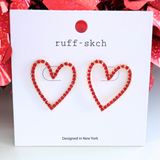 Rhinestone Open Heart Stud Earrings - The 308 Boutique