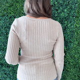 Plunging V Neck Sweater Top