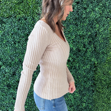 Plunging V Neck Sweater Top
